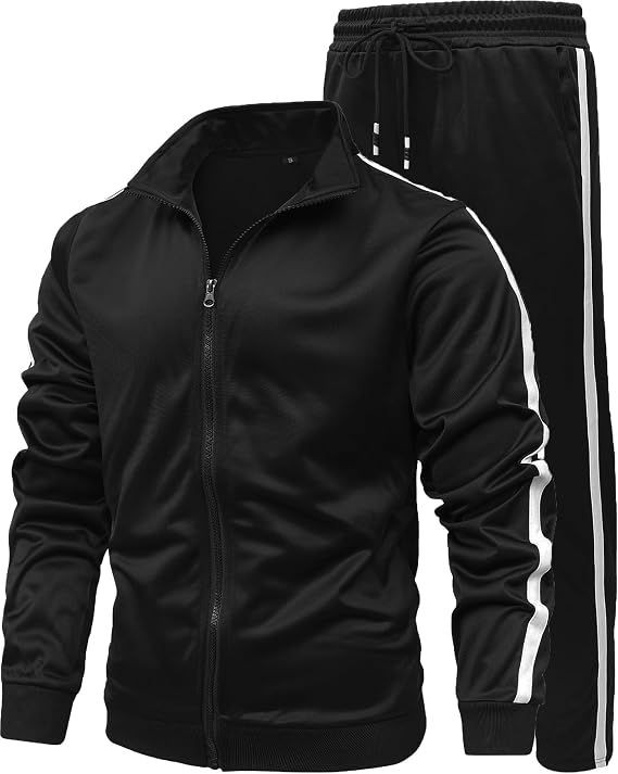 Athletic 2 Pieces Tracksuit Casual Full Zip Jogging Sweat Suit Workout Sports Set Sportswear