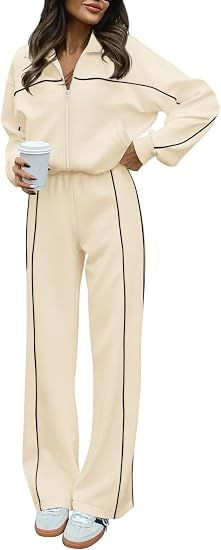 Outfits For Women 2026 Lounge Sets Airport Outfits 2 Piece Sets,Airport Outfits For Women,Long Sleeve Zip Up