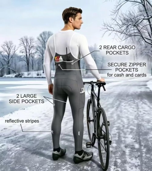 Thermal Fleece Cycling Bib Tights, Bike Bib Pants for Winter