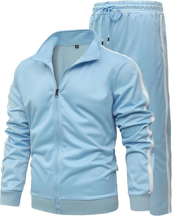 Athletic 2 Pieces Tracksuit Casual Full Zip Jogging Sweat Suit Workout Sports Set Sportswear