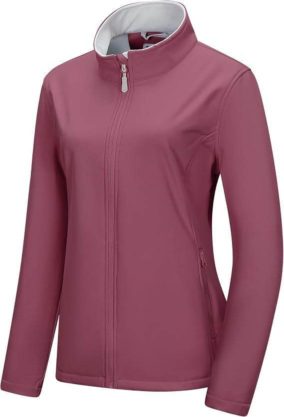 Womens Waterproof Softshell Jacket Lightweight Fleece Lined Coat