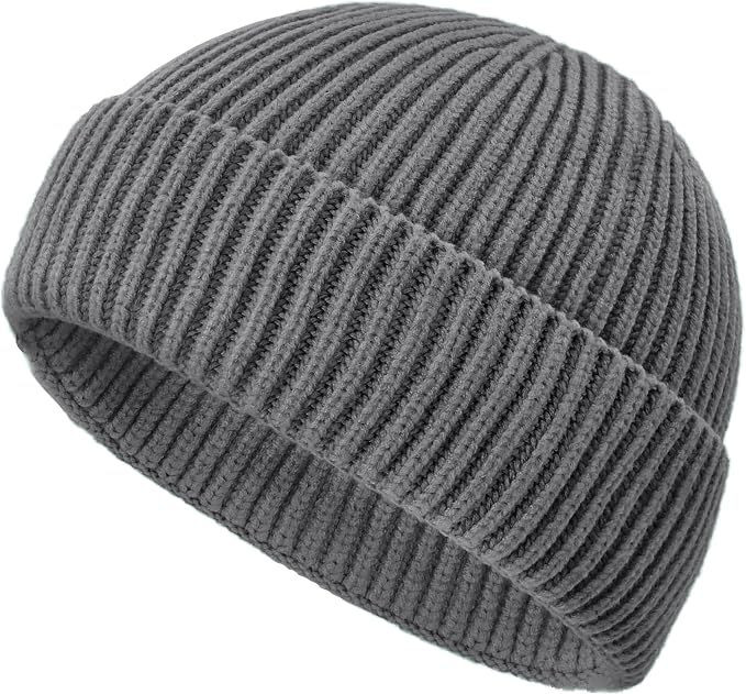 Wool Fisherman Beanies for Men Knit Fall Winter Beanie Hat Skull Cap