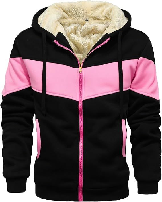 Mens Winter Fleece Thermal Jackets for Men Sherpa Lined Hoodies Warm Thick Jacket Outerwear