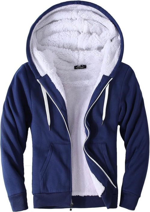 Mens Zip Up Hoodies Fleece Sherpa Lined Winter Thick Jackets