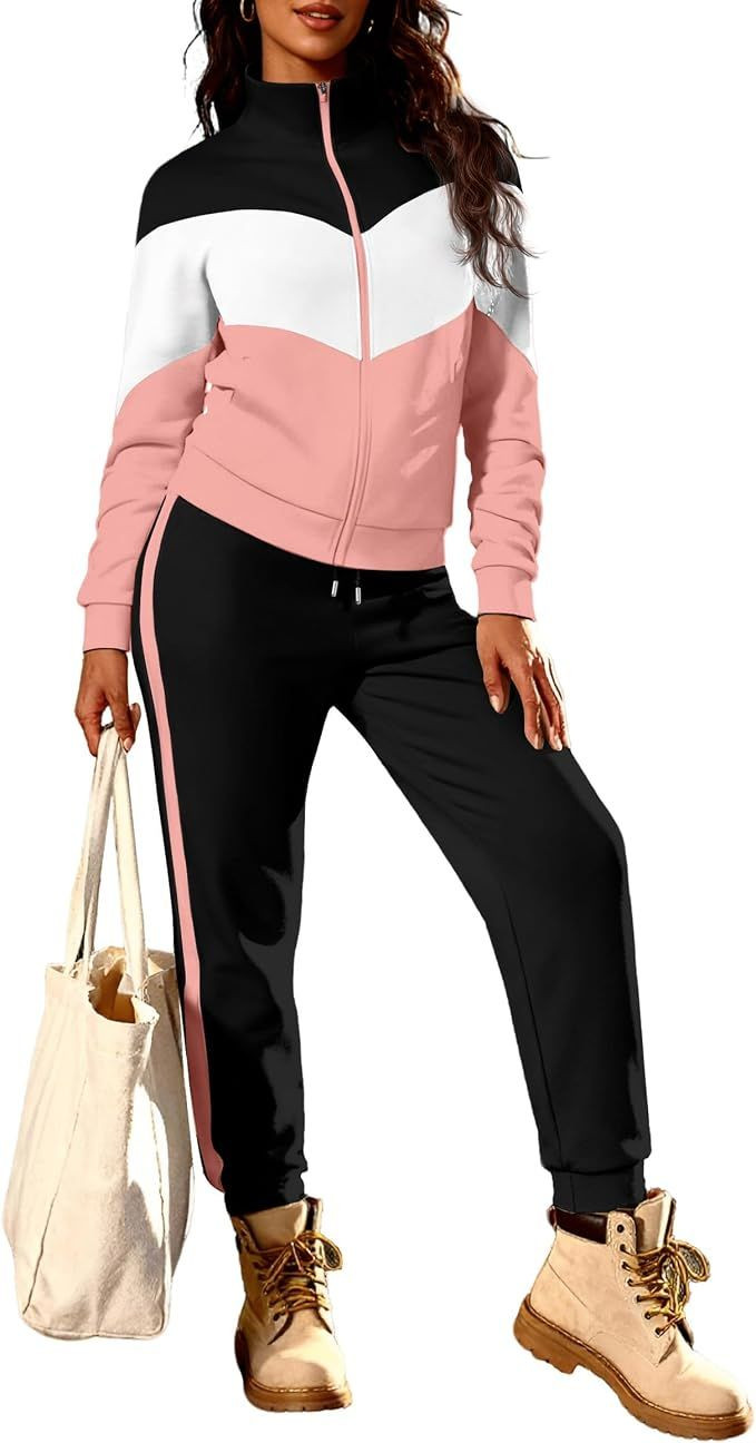 Womens 2 Piece Set Tracksuit Long Sleeve Zip Jacket Jogger Sweatsuit