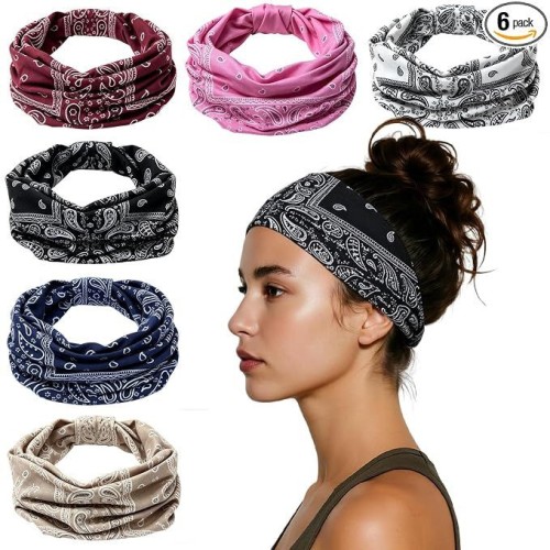 HSEM Sports Headbands for Women Stretchy Non Slip Wide Hair Bands Soft Thick Elastic Sweatbands for Workout