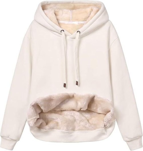 Womens Casual Winter Warm Fleece Sherpa Lined Pullover Hooded Sweatshirt