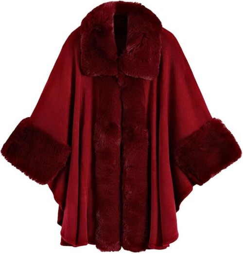 Faux Fur Shawl Wraps for Women Winter Cape Sweater Cloak Oversized Cardigan Poncho Coat