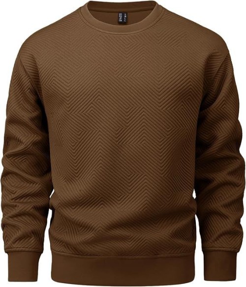 Mens Crewneck Sweatshirts Long Sleeve Textured Pullover Shirts