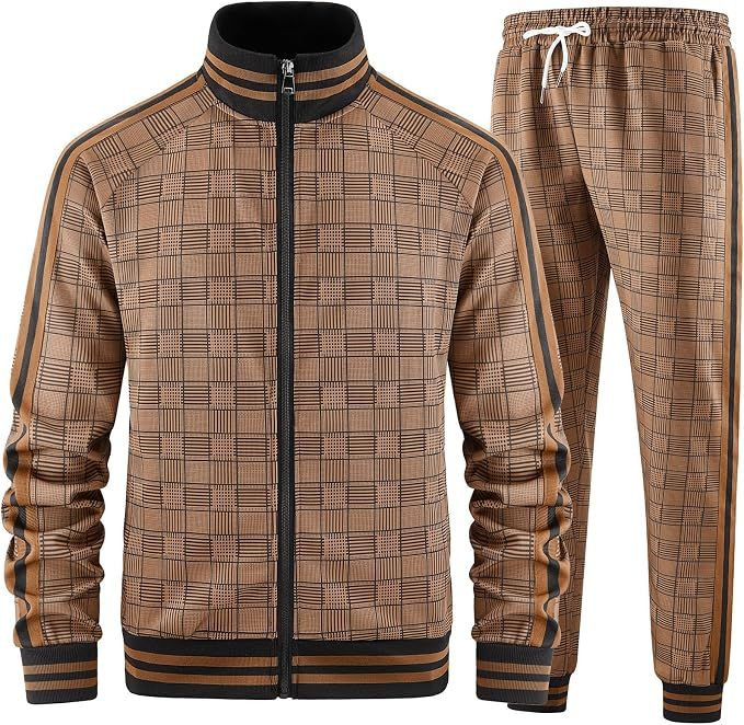 Track Suits for Men Set Plaid