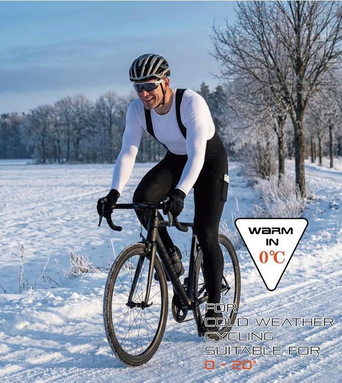 Thermal Fleece Cycling Bib Tights, Bike Bib Pants for Winter