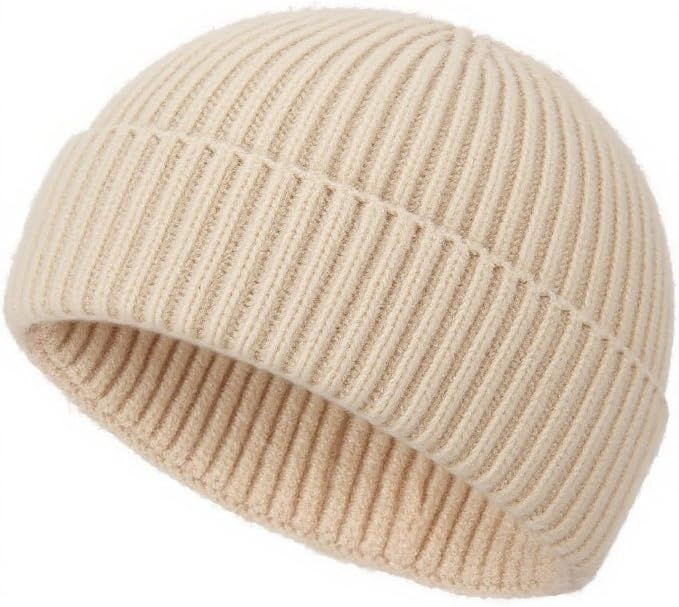 Wool Fisherman Beanies for Men Knit Fall Winter Beanie Hat Skull Cap