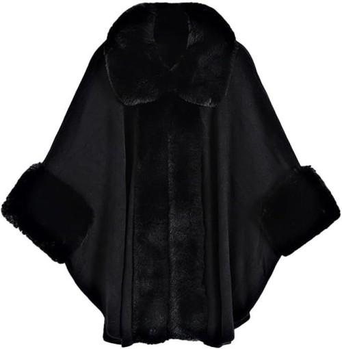 Faux Fur Shawl Wraps for Women Winter Cape Sweater Cloak Oversized Cardigan Poncho Coat
