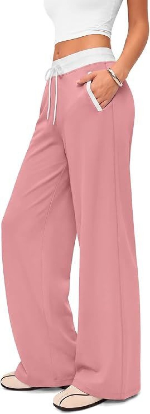 Wide Leg Yoga Gym Pants with Pockets for Women High Waisted Stretch