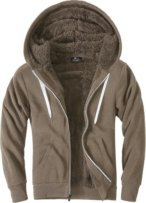 Mens Zip Up Hoodies Fleece Sherpa Lined Winter Thick Jackets