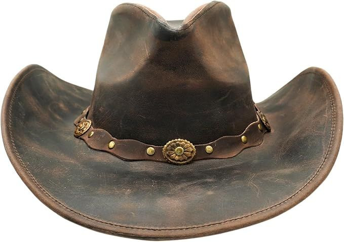 Leather Cowboy Hat for Men & Women, Genuine Leather Western