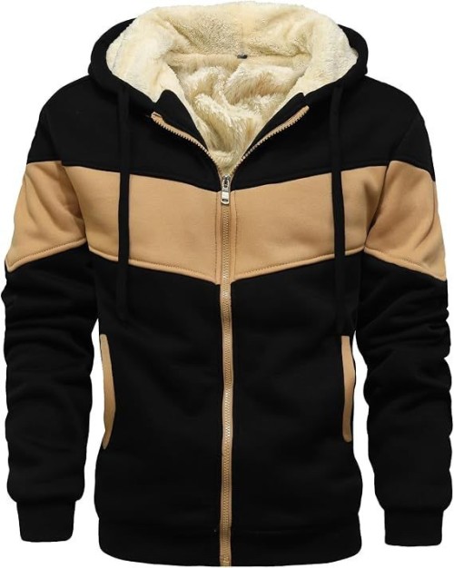 Mens Winter Fleece Thermal Jackets for Men Sherpa Lined Hoodies Warm Thick Jacket Outerwear