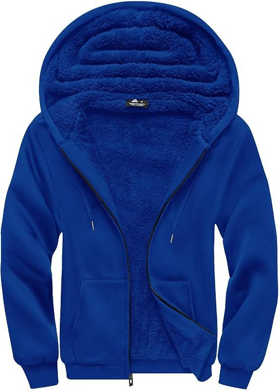 Hoodies for Men Zip Up Heavyweight Fleece Sweatshirt Thick Jacket